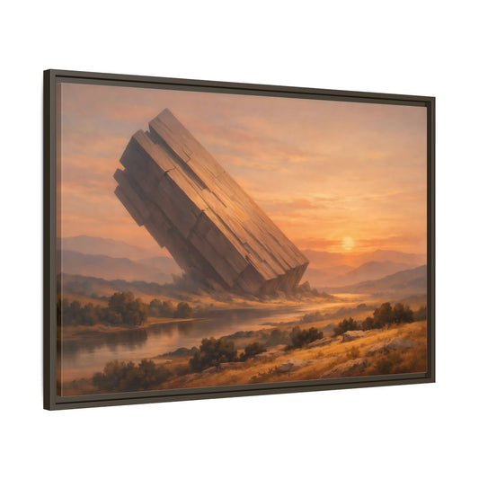 Main Mockup. Science Fiction Abstract Monolith Orange Landscape shown as stretched canvas wall art