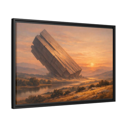 Side Mockup 14. Science Fiction Abstract Monolith Orange Landscape shown as stretched canvas wall art
