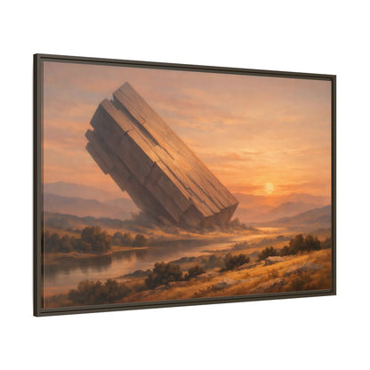 Side Mockup 8. Science Fiction Abstract Monolith Orange Landscape shown as stretched canvas wall art