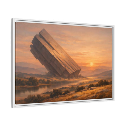 Side Mockup 9. Science Fiction Abstract Monolith Orange Landscape shown as stretched canvas wall art