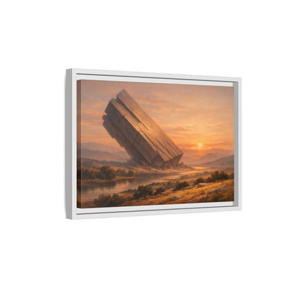 Side Mockup 4. Science Fiction Abstract Monolith Orange Landscape shown as stretched canvas wall art