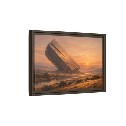 Side Mockup 5. Science Fiction Abstract Monolith Orange Landscape shown as stretched canvas wall art