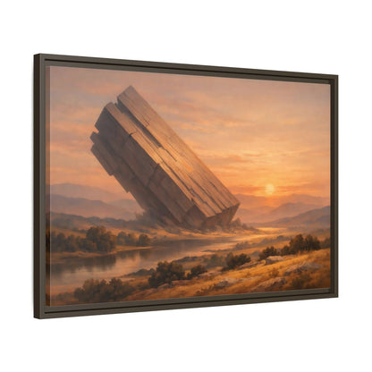 Side Mockup 11. Science Fiction Abstract Monolith Orange Landscape shown as stretched canvas wall art