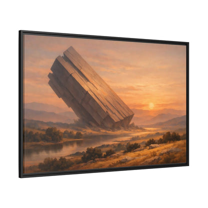 Side Mockup 12. Science Fiction Abstract Monolith Orange Landscape shown as stretched canvas wall art