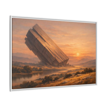 Side Mockup 7. Science Fiction Abstract Monolith Orange Landscape shown as stretched canvas wall art