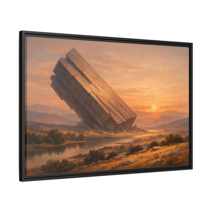 Side Mockup 13. Science Fiction Abstract Monolith Orange Landscape shown as stretched canvas wall art