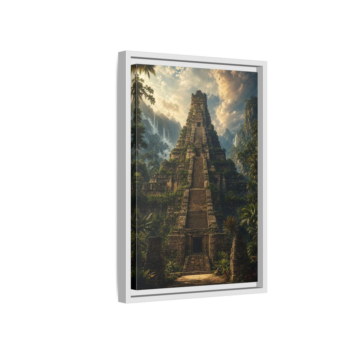 Side Mockup 4. Science Fiction Ancient Temple Jungle Temple shown as stretched canvas wall art