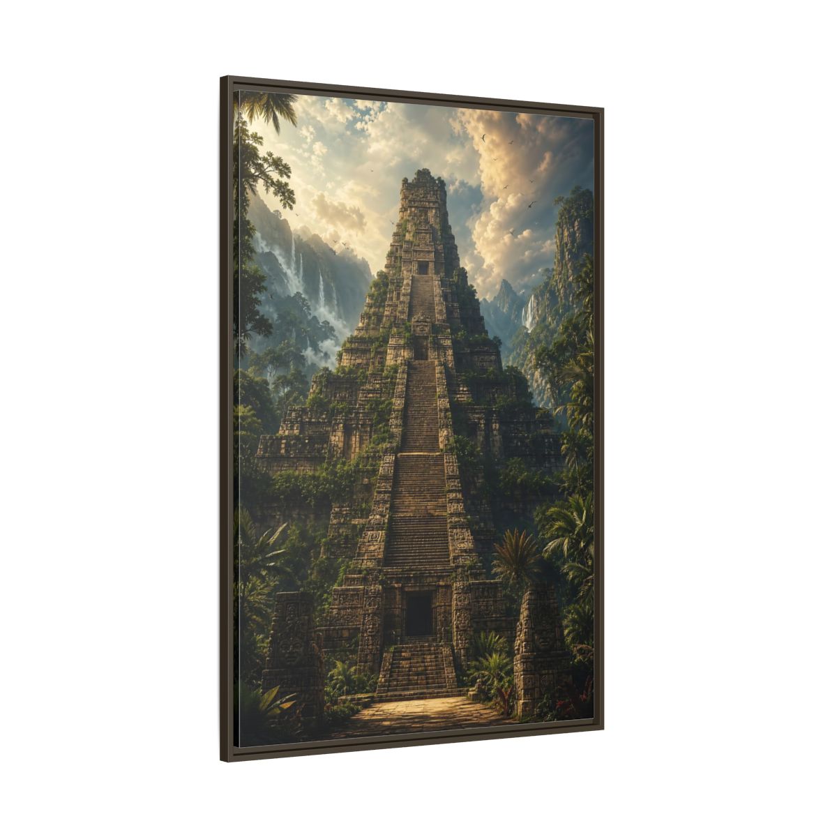 Side Mockup 8. Science Fiction Ancient Temple Jungle Temple shown as stretched canvas wall art