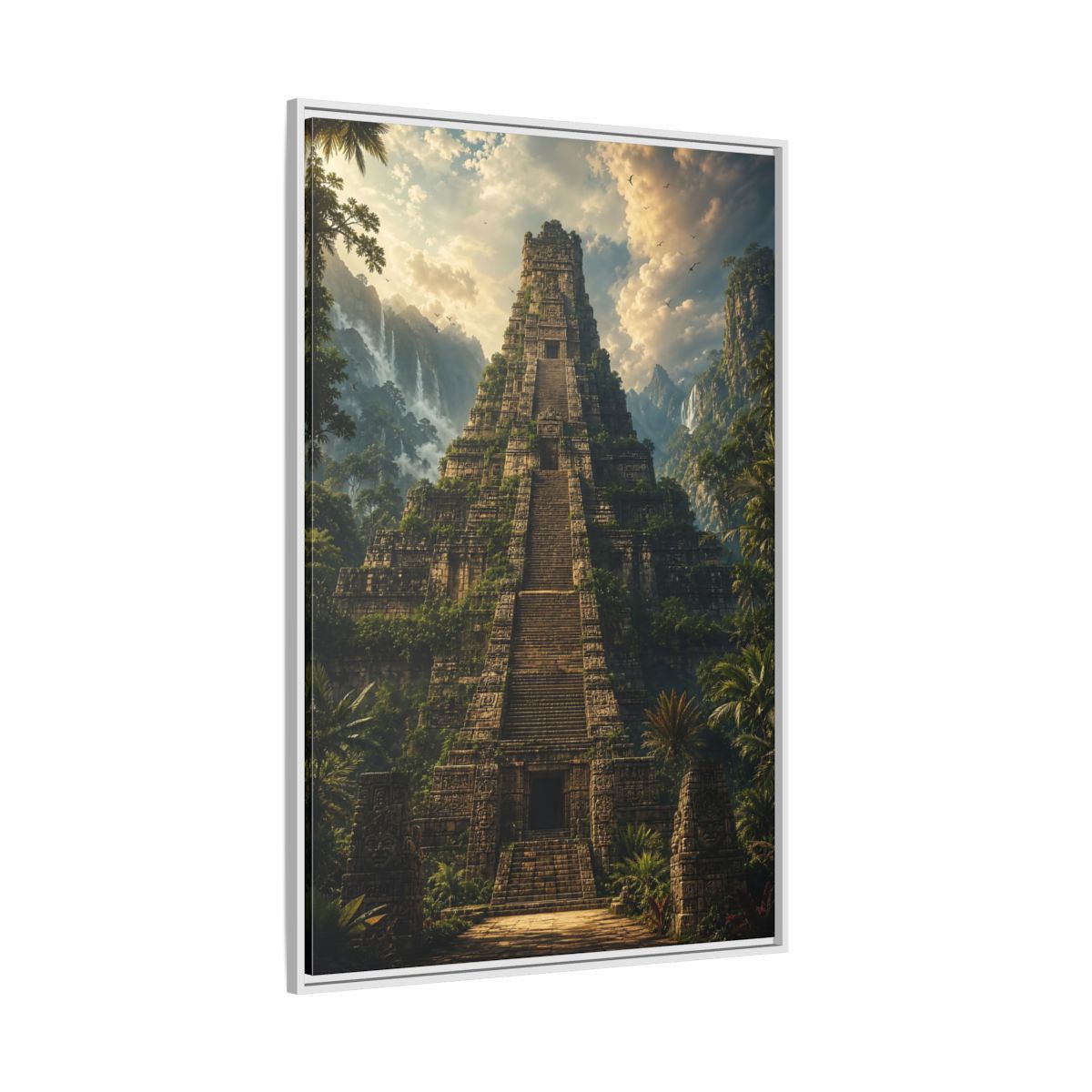 Side Mockup 7. Science Fiction Ancient Temple Jungle Temple shown as stretched canvas wall art