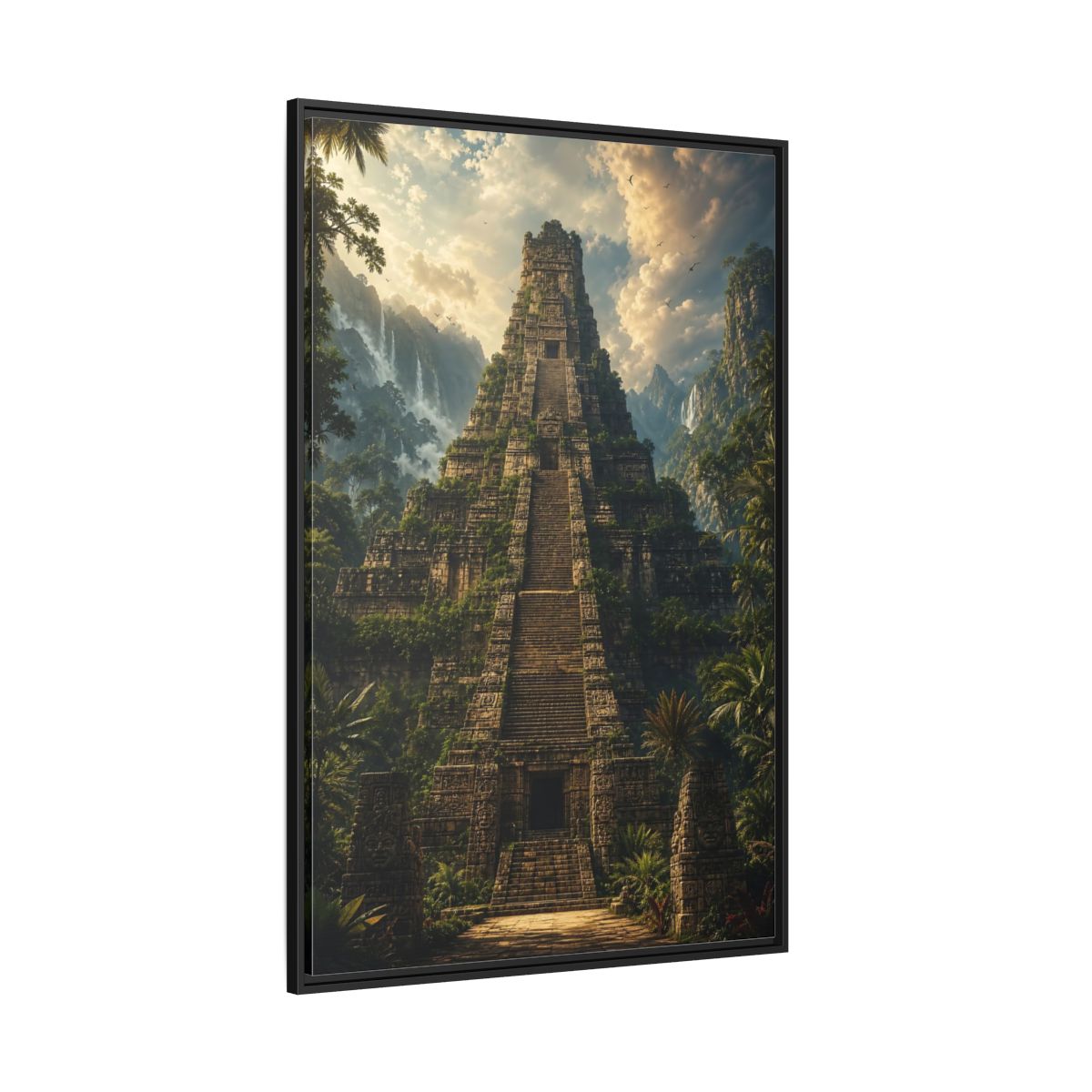 Side Mockup 12. Science Fiction Ancient Temple Jungle Temple shown as stretched canvas wall art