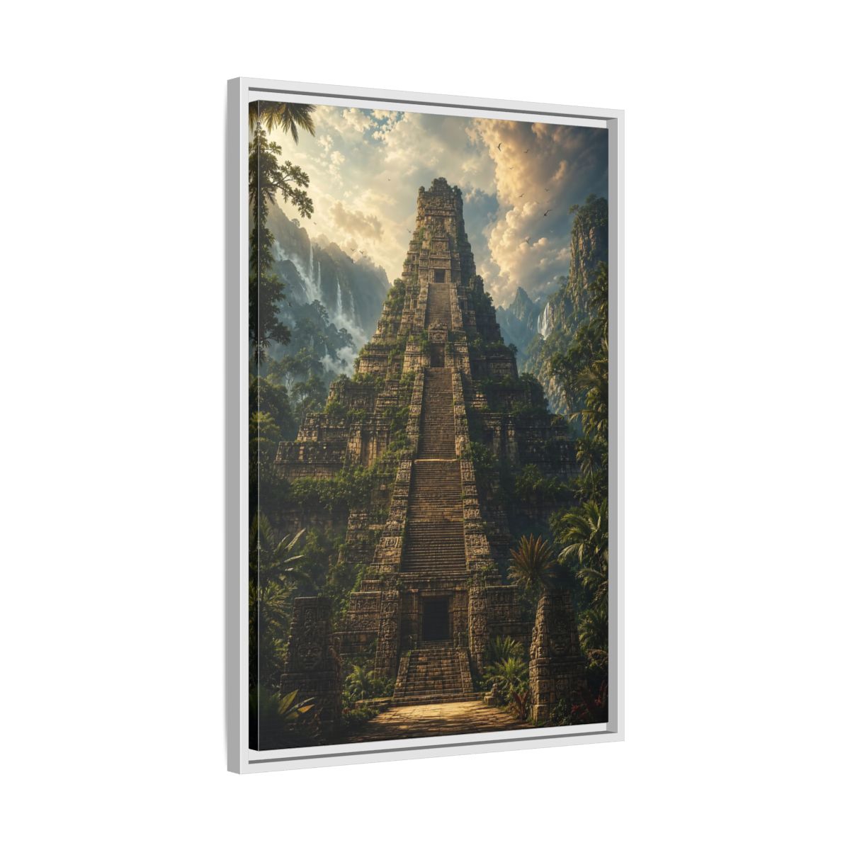 Side Mockup 10. Science Fiction Ancient Temple Jungle Temple shown as stretched canvas wall art