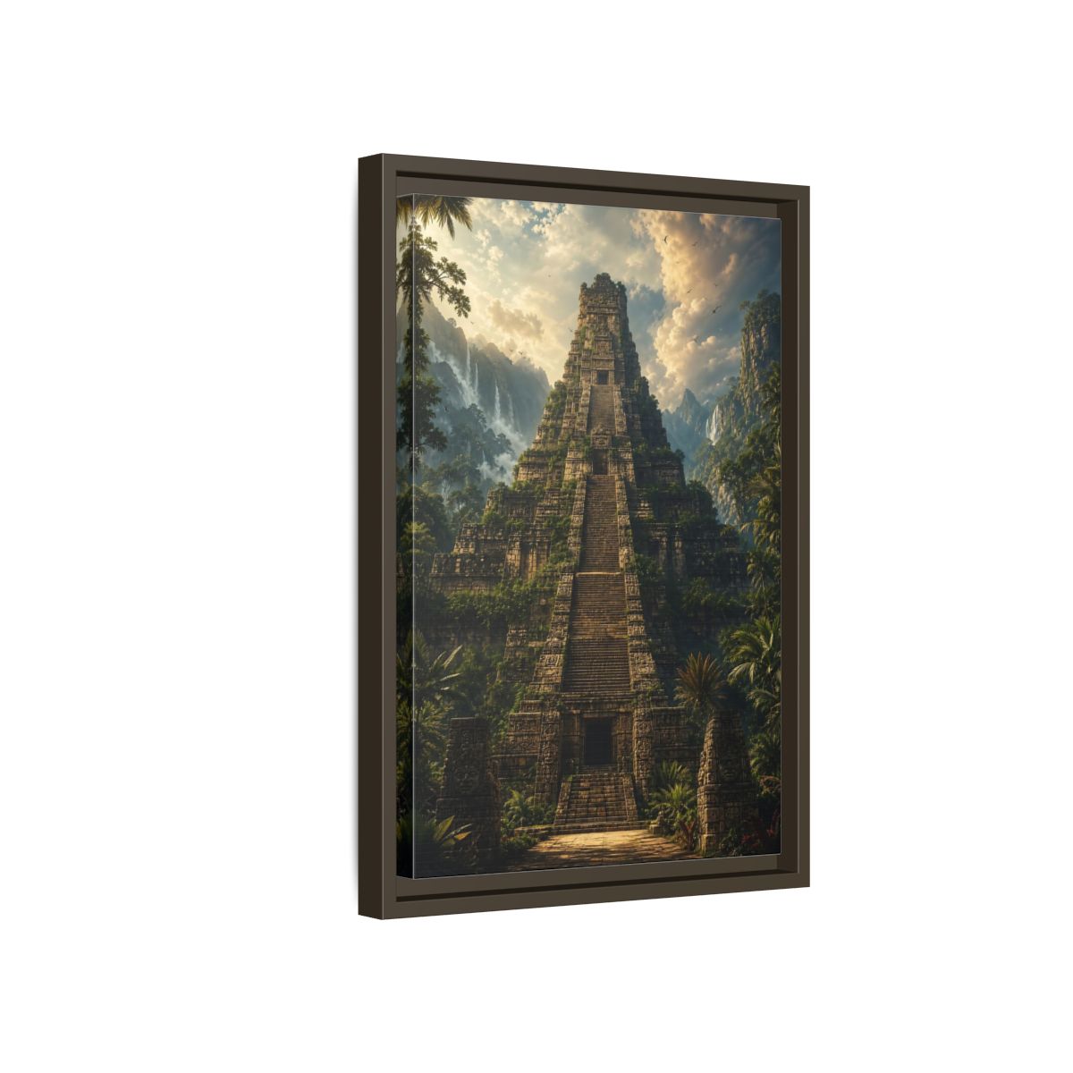 Side Mockup 5. Science Fiction Ancient Temple Jungle Temple shown as stretched canvas wall art