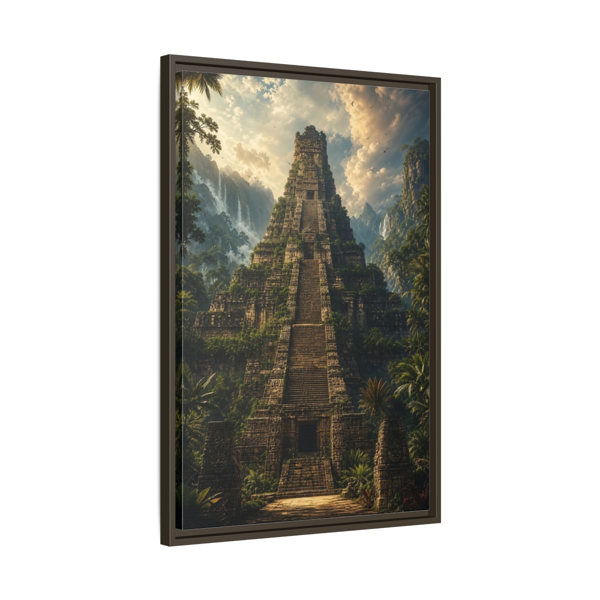 Side Mockup 11. Science Fiction Ancient Temple Jungle Temple shown as stretched canvas wall art