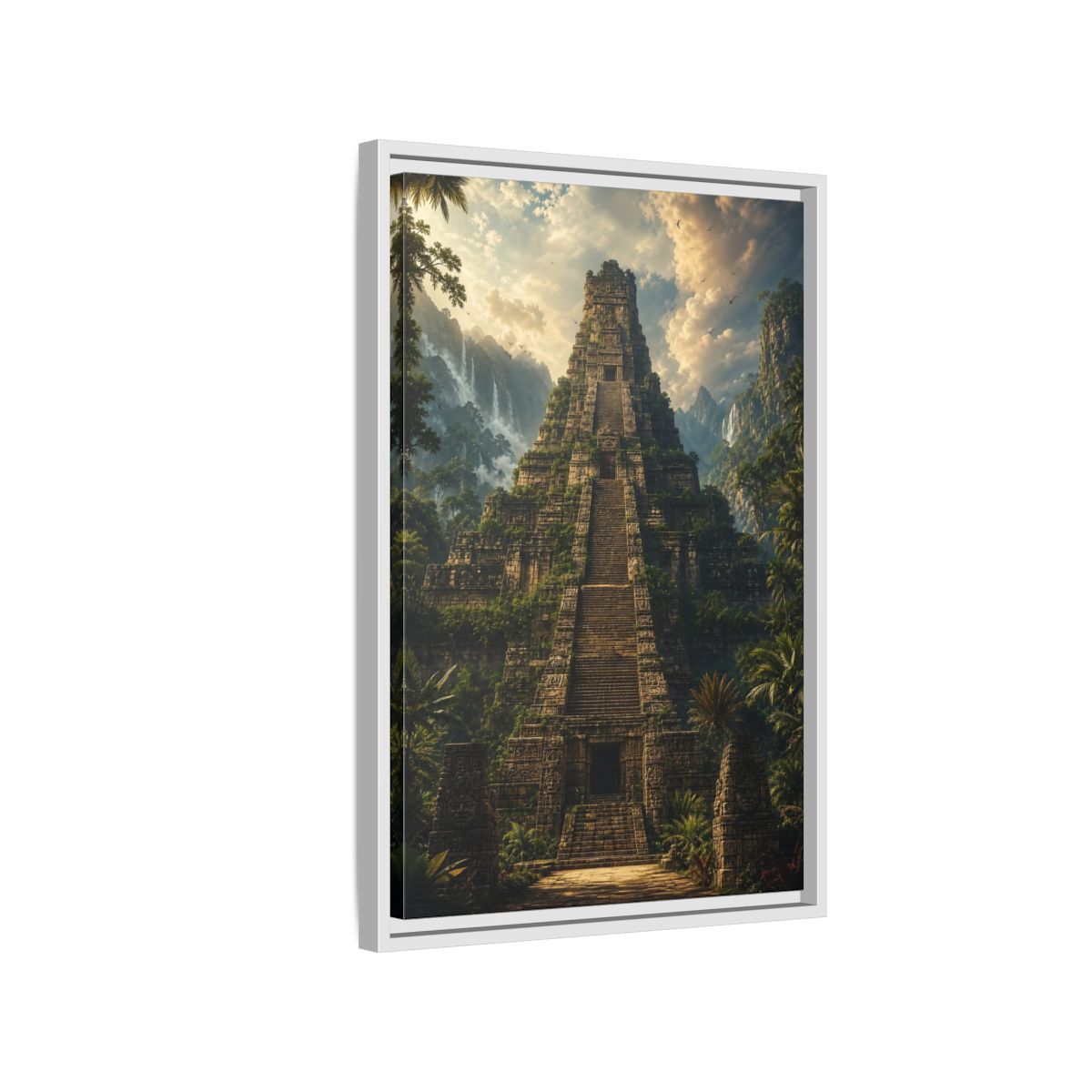 Side Mockup 1. Science Fiction Ancient Temple Jungle Temple shown as stretched canvas wall art