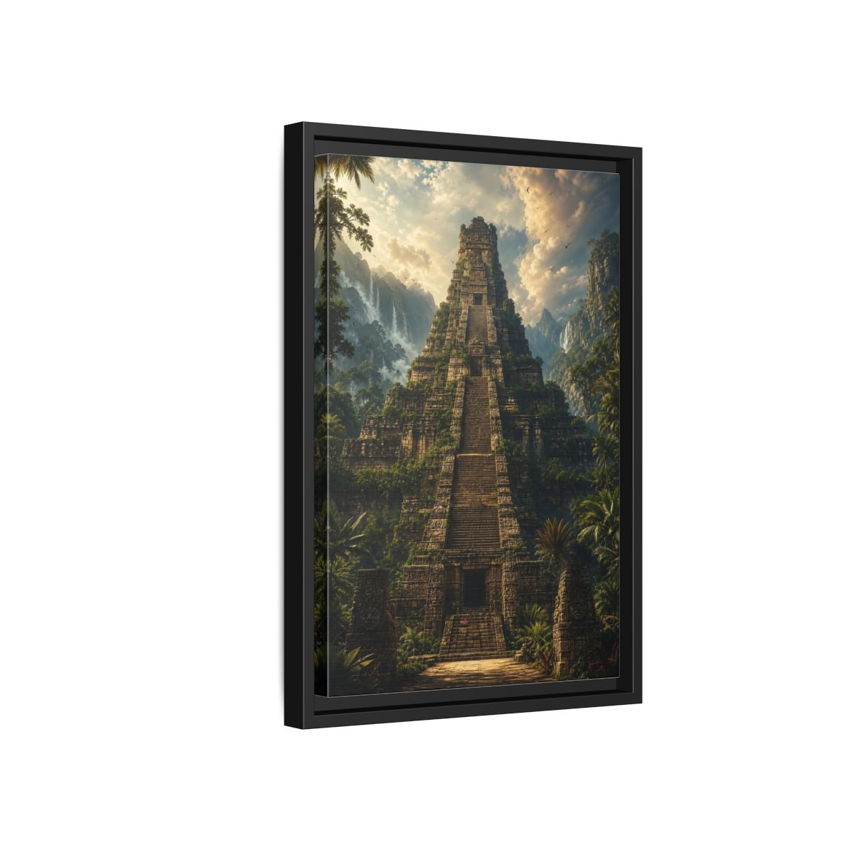 Side Mockup 6. Science Fiction Ancient Temple Jungle Temple shown as stretched canvas wall art