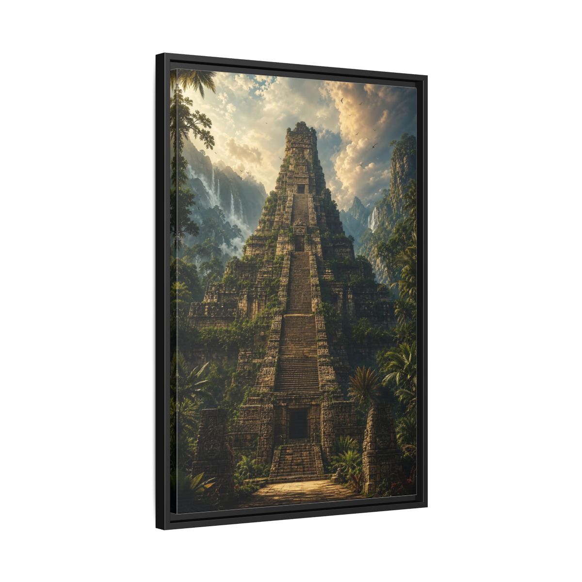 Side Mockup 14. Science Fiction Ancient Temple Jungle Temple shown as stretched canvas wall art