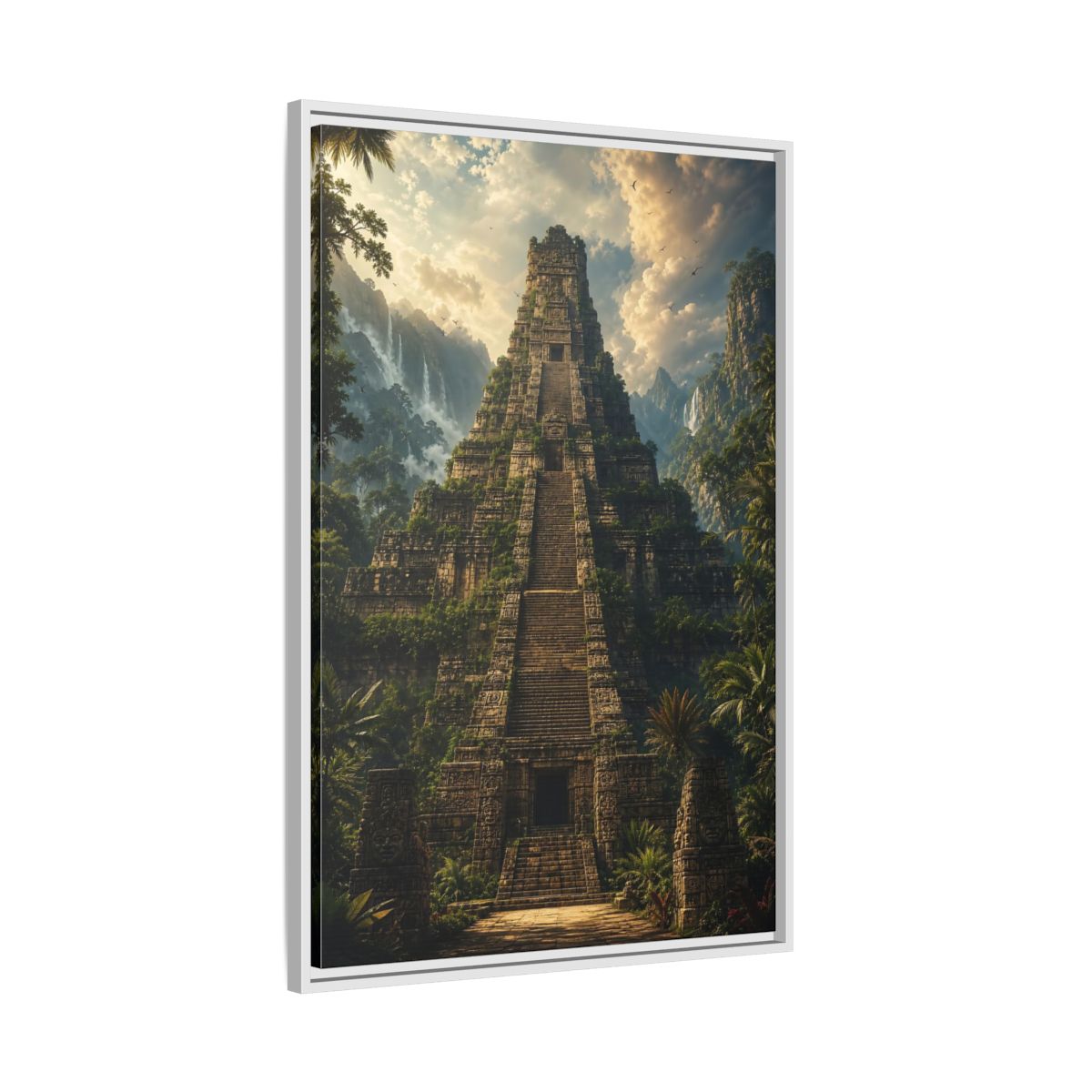 Side Mockup 9. Science Fiction Ancient Temple Jungle Temple shown as stretched canvas wall art