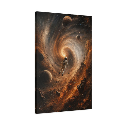 Main Mockup. Science Fiction Astronaut Orange Black Space shown as stretched canvas wall art