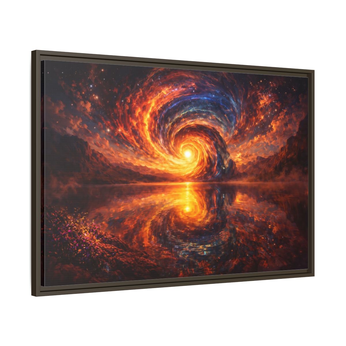 Main Mockup. Science Fiction Cosmic Vortex Fiery Cosmic Landscape shown as stretched canvas wall art