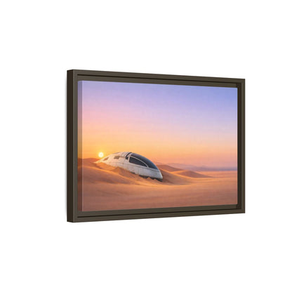 Side Mockup 5. Science Fiction Crashed Spaceship Desert Sunset Spaceship shown as stretched canvas wall art