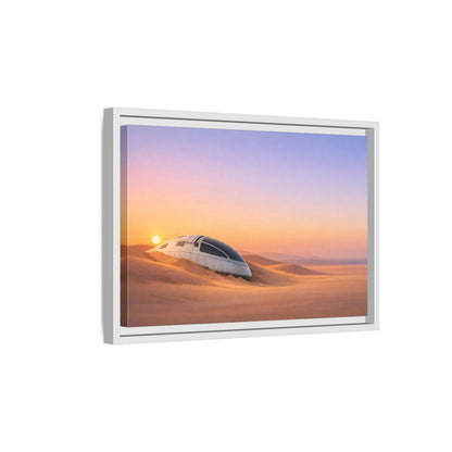 Side Mockup 4. Science Fiction Crashed Spaceship Desert Sunset Spaceship shown as stretched canvas wall art