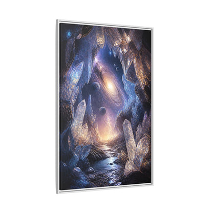 Science Fiction Crystal Cave Galaxy Framed Canvas Wall Art - Abstract Living Room, Above Couch shown as canvas wall art
