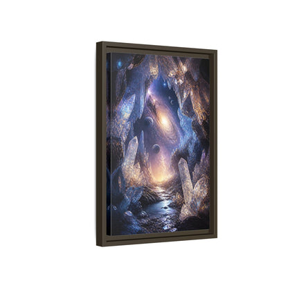Science Fiction Crystal Cave Galaxy Framed Canvas Wall Art - Abstract Living Room, Above Couch shown as canvas wall art
