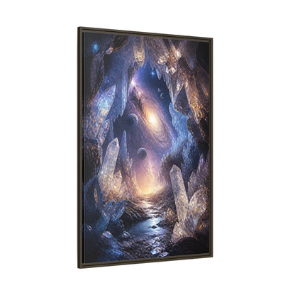 Science Fiction Crystal Cave Galaxy Framed Canvas Wall Art - Abstract Living Room, Above Couch shown as canvas wall art