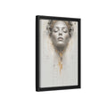 Side Mockup 6. Science Fiction Digital Head Gold And Gray Digital shown as stretched canvas wall art