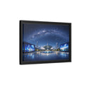 Side Mockup 6. Science Fiction Futuristic City Blue Night Sky shown as stretched canvas wall art