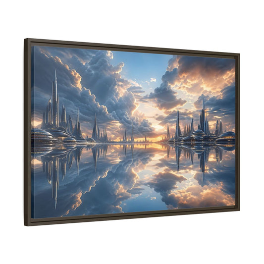 Main Mockup. Science Fiction Futuristic City Futuristic City shown as stretched canvas wall art