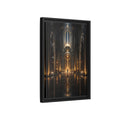 Side Mockup 6. Science Fiction Futuristic Hall Dark Gold Scifi shown as stretched canvas wall art