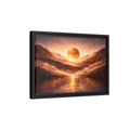 Side Mockup 6. Science Fiction Giant Sun Golden Mountainscape shown as stretched canvas wall art