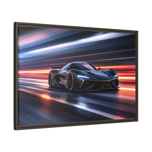 Main Mockup. Science Fiction Hypercar Dark Blue Speed shown as stretched canvas wall art