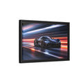 Side Mockup 6. Science Fiction Hypercar Dark Blue Speed shown as stretched canvas wall art