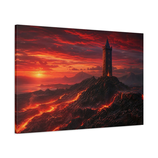 Main Mockup. Science Fiction Lava Tower Red Lava shown as stretched canvas wall art