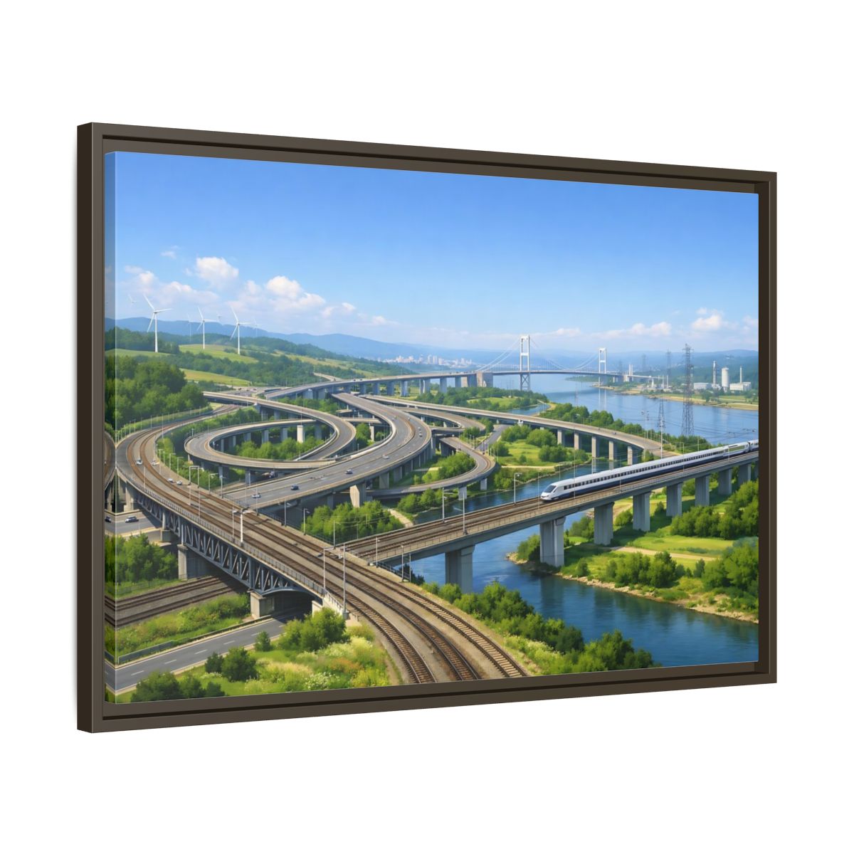 Side Mockup 11. Science Fiction Modern Infrastructure Modern Infrastructure shown as stretched canvas wall art