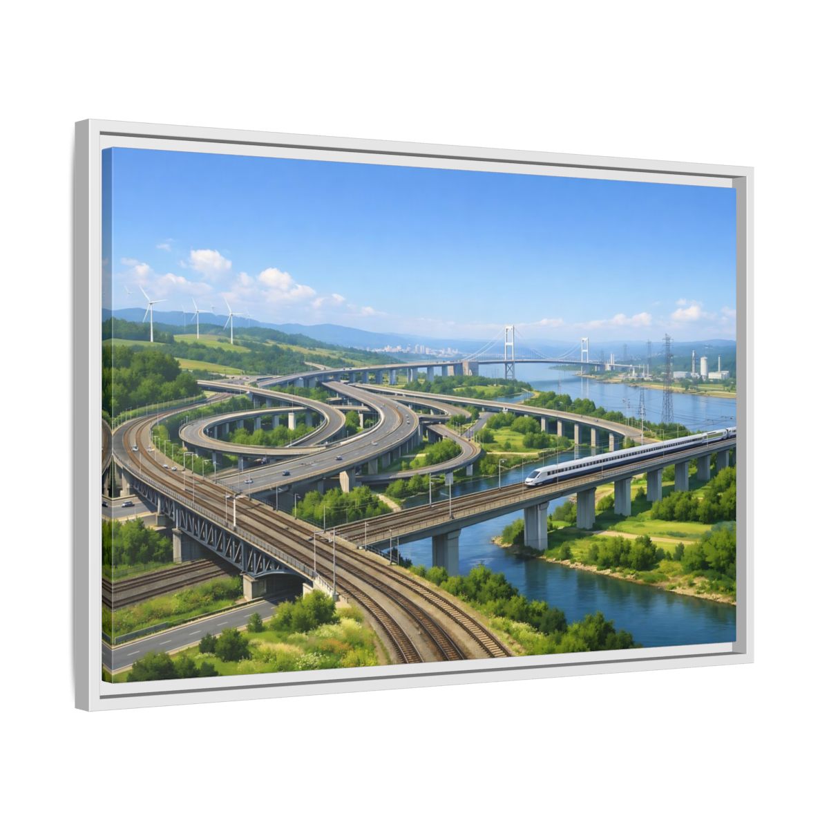 Side Mockup 10. Science Fiction Modern Infrastructure Modern Infrastructure shown as stretched canvas wall art