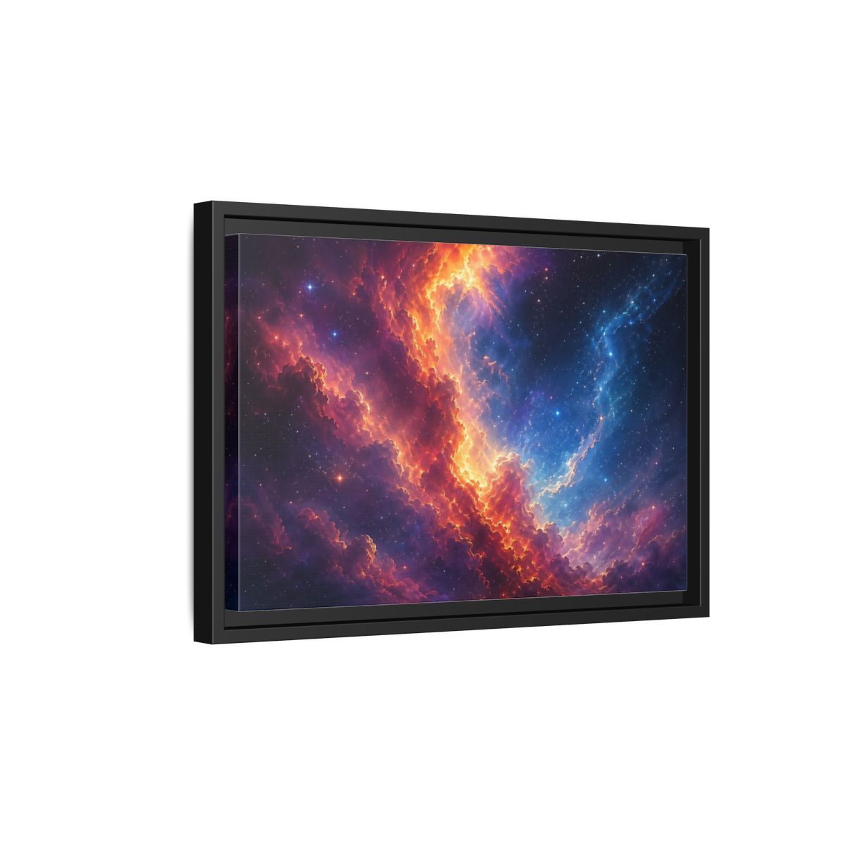 Side Mockup 6. Science Fiction Nebula Vibrant Nebula shown as stretched canvas wall art