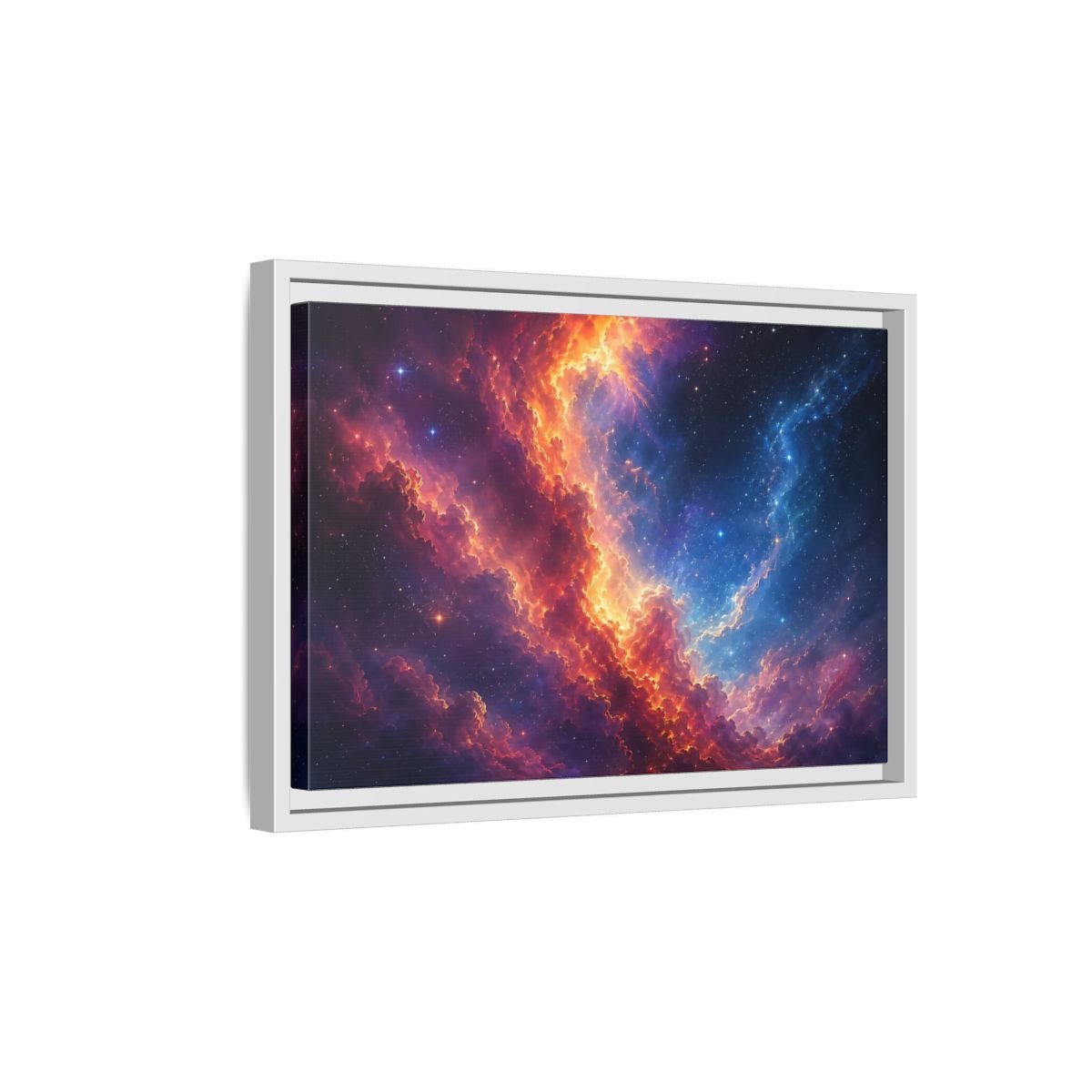 Side Mockup 4. Science Fiction Nebula Vibrant Nebula shown as stretched canvas wall art