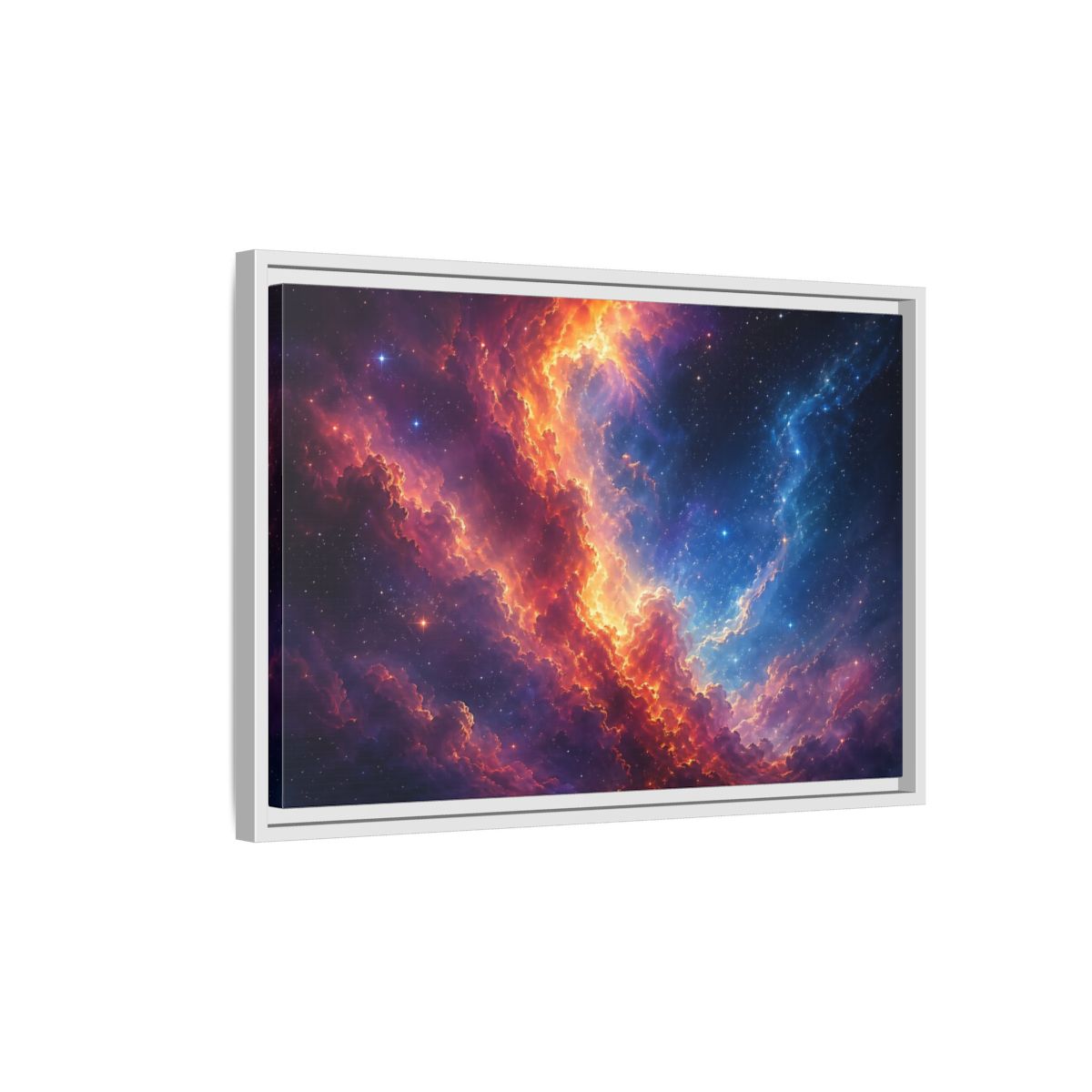 Side Mockup 1. Science Fiction Nebula Vibrant Nebula shown as stretched canvas wall art