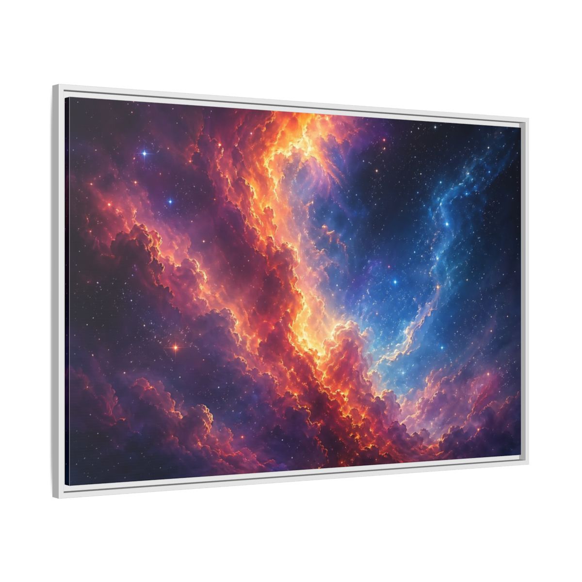 Side Mockup 7. Science Fiction Nebula Vibrant Nebula shown as stretched canvas wall art