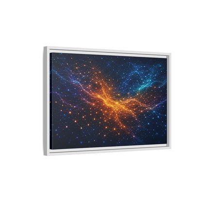 Side Mockup 1. Science Fiction Network Blue Orange Network shown as stretched canvas wall art