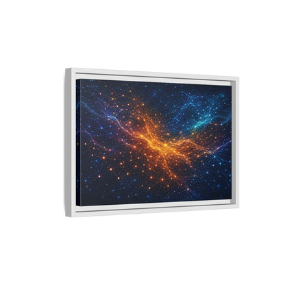 Side Mockup 4. Science Fiction Network Blue Orange Network shown as stretched canvas wall art