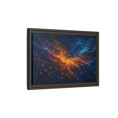 Side Mockup 5. Science Fiction Network Blue Orange Network shown as stretched canvas wall art
