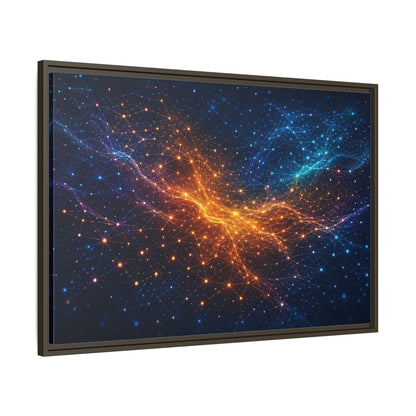 Main Mockup. Science Fiction Network Blue Orange Network shown as stretched canvas wall art