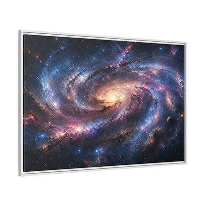 Side Mockup 7. Science Fiction Spiral Galaxy Colorful Galaxy shown as stretched canvas wall art