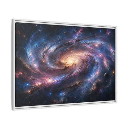 Side Mockup 9. Science Fiction Spiral Galaxy Colorful Galaxy shown as stretched canvas wall art