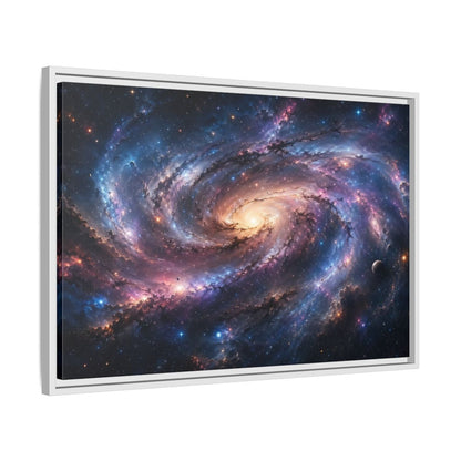 Side Mockup 10. Science Fiction Spiral Galaxy Colorful Galaxy shown as stretched canvas wall art