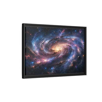 Side Mockup 3. Science Fiction Spiral Galaxy Colorful Galaxy shown as stretched canvas wall art